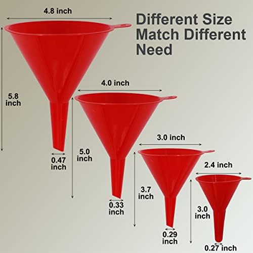 Kitchen Funnel Set 6 Pcs, 2 Collapsible Silicone Funnels