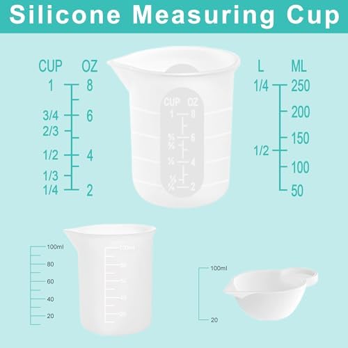 Silicone Measuring Cups for Resin Supplies, Resin Kit for 250ml &100ml