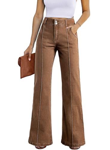 Celine Jeans - Womens Wide Leg Jeans Casual Baggy High Waisted Stretch Denim Pants
