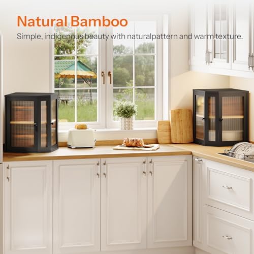 HOOBRO Bread Box, Bamboo Bread Box