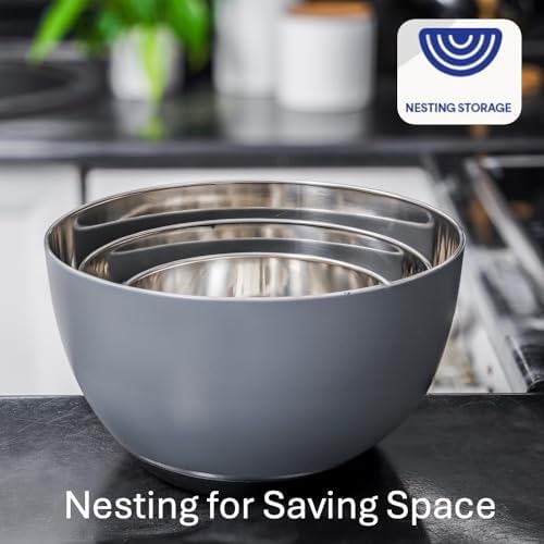 WHYSKO Stainless Steel Mixing Bowls Set, 3-Piece