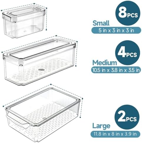 14 Pack Fridge Organizers and Storage