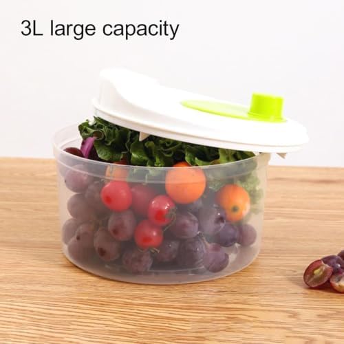 3L MANUAL SALAD SPINNER, PLASTIC LETTUCE VEGETABLE STRAINER BASKET