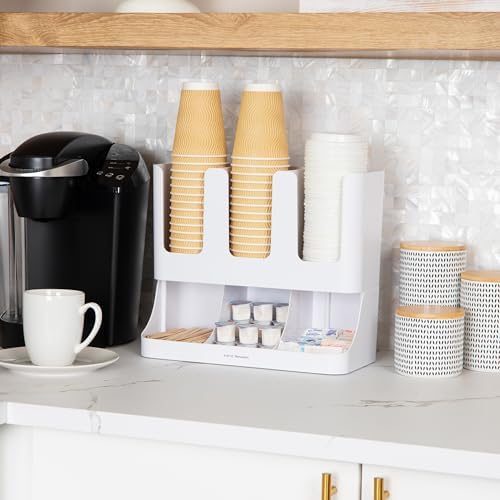 Mind Reader Cup and Condiment Station, 13 Inch Countertop Coffee Bar Organizer