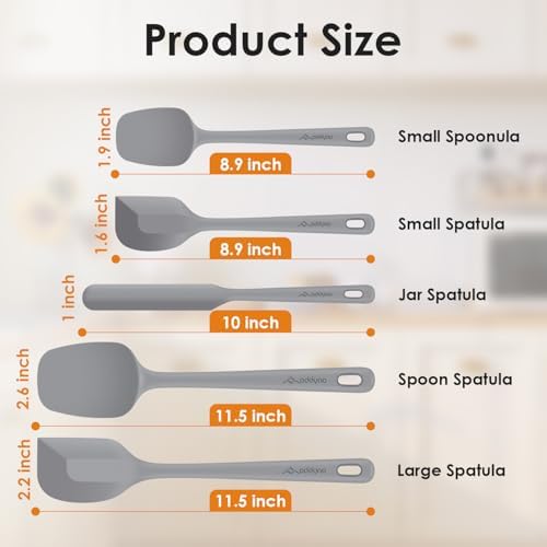 5-Piece Silicone Spatula Set, Reinforced Core & Connections