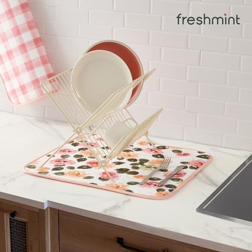 FRESHMINT Dish Drying Mats 2 Pack, Cottage Floral