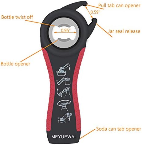 Jar Opener Bottle Opener for Weak Hands, 5 in 1 Multi Function Can Opener