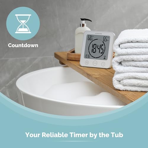 KADAMS Shower Clock Waterproof Bathroom Timer – Digital Wall Clock