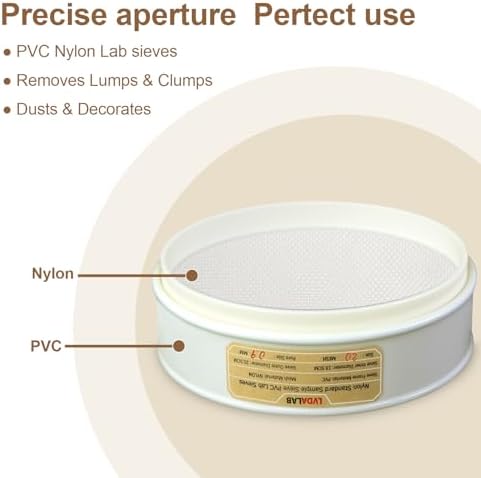 7.9" PVC Lab Sieve, Nylon Mesh, 20 Mesh Screen Sifter