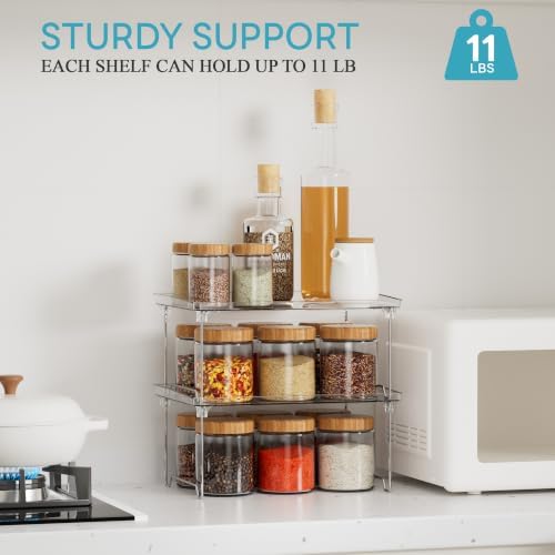STARLATTA 2 Pcs Cabinet Organizer Shelf, Stackable Kitchen Counter Shelves