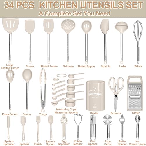 Kitchen Utensils Set-Umite Chef 34 Pcs Silicone Cooking Utensils Set