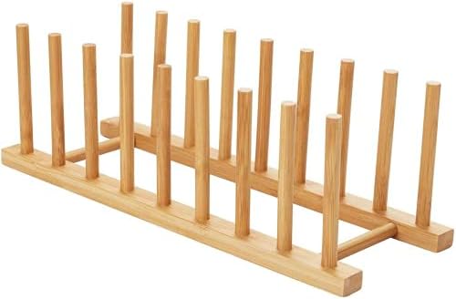 HBlife Bamboo Dish Plate Bowl Cup Book Pot Lid Cutting Board Drying Rack Stand