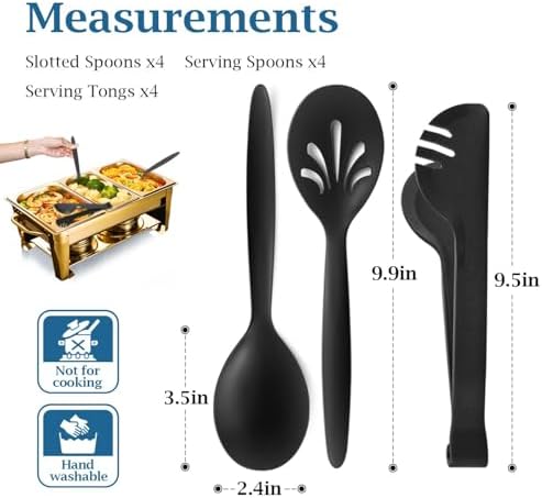 Reusable Plastic Serving Utensils Set of 12, Wheat straw Large Serving set 10"