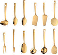 12 Pcs Cooking Utensil Set, Stainless Steel Gold Titanium Plated Cookware Sets
