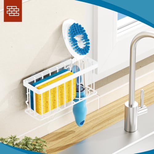MURLONG Sponge Holder for Kitchen Sink, Sink Caddy Organizer-White