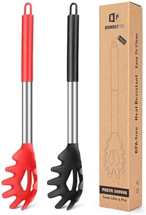 Silicone Pasta Fork, Kitchen Noodle Spoon Server, 2 Pack