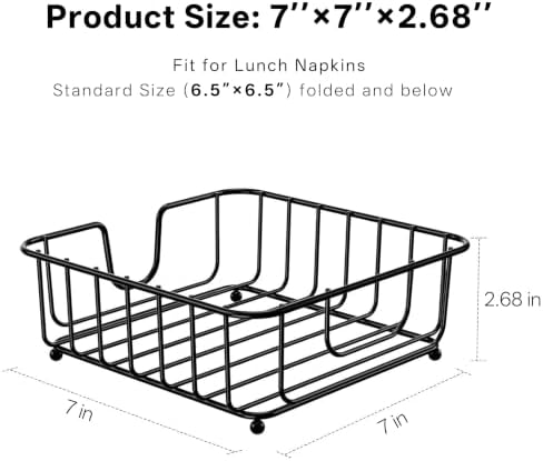 Napkin Holder for Table, Napkin Holders for Paper Napkins, Flat Metal Black