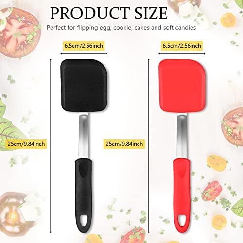 2Pcs Mini Silicone Cookie Brownie Spatula, Solid Flat
