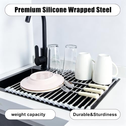 Roll Up Dish Drying Rack 17.5''x13.7'' Gray