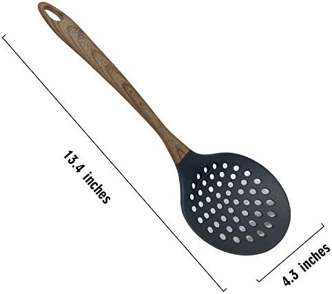 Skimmer Slotted Spoon with Woodlike Soft Touch Handle-Skimmer Spatula