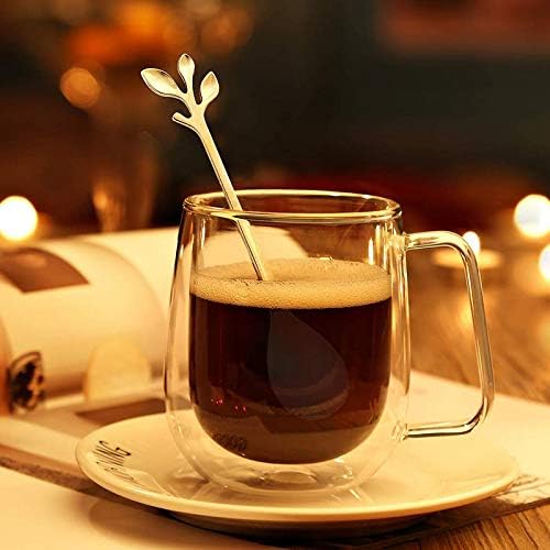 20 Pack Stainless Steel Leaf Coffee Spoon Tableware Dessert Spoons, Ice Cream