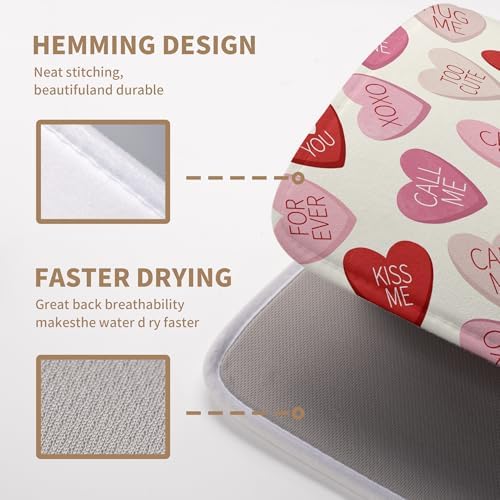 Valentine Love Heart Dish Drying Mat