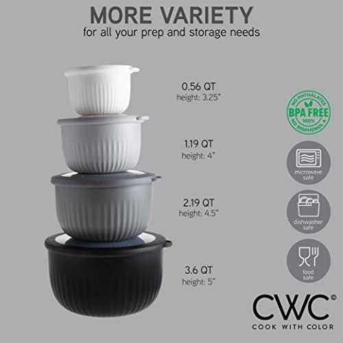 COOK WITH COLOR Prep Bowls with Lids- Wide and Deep Nesting Plastic Small
