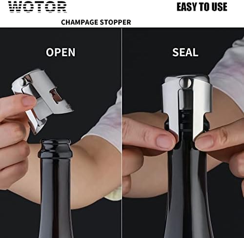 WOTOR Champagne Bottle Stoppers, Stainless Steel, 6 Pack
