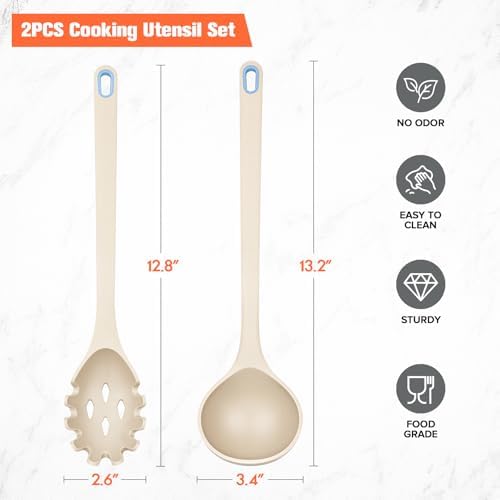 Silicone Spaghetti Spoon & Soup Ladle Cooking Utensils Set of 2