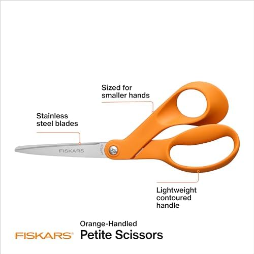 Fiskars 7" Petite Original Orange-Handled Fabric Scissors, Sewing & Crafts