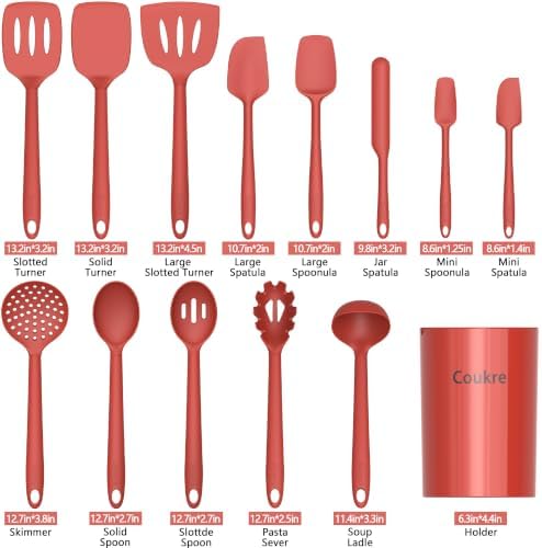 Coukre Silicone Kitchen Cooking Utensils Set, Heat Resistant