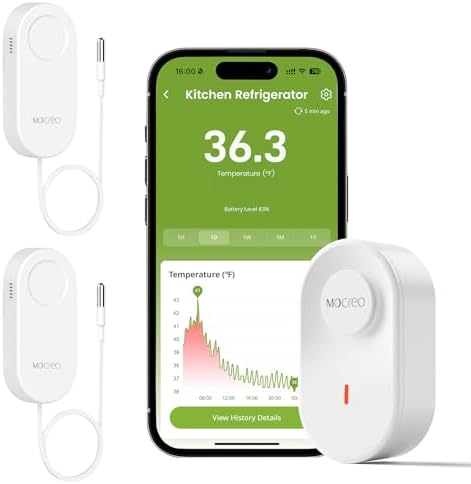 MOCREO WiFi Thermometer Freezer Alarm, Email Alert, App Notification, Data