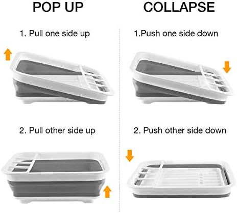 THANSTAR Collapsible Dish Drying Rack Portable Dinnerware Drainer Organizer
