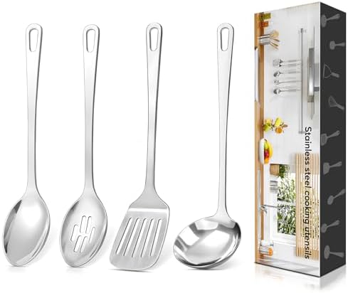 4 Pcs Cooking Utensils Set, Stainless Steel Kitchen Utensils, Heat Resistant