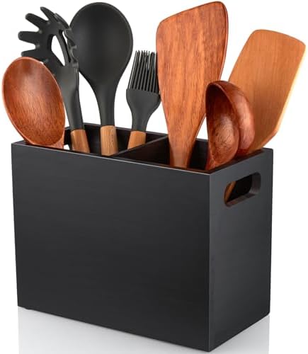 ALELION Black Utensil Holder for Kitchen Counter