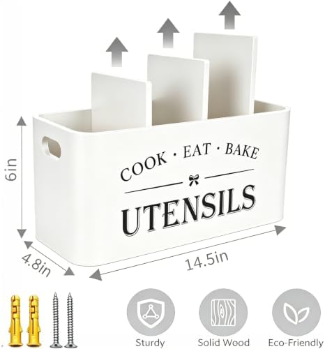Wooden Kitchen Utensil Holder Organizer