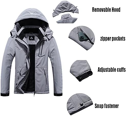 MOERDENG Women's Waterproof Ski Jacket Warm Winter Coat Outdoor Windbreaker Hiking Snowboarding Jacket