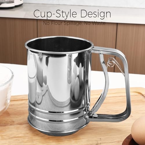 Flour Sifter, 4 Cups Sifter for Baking, Powdered Sugar Shaker Duster