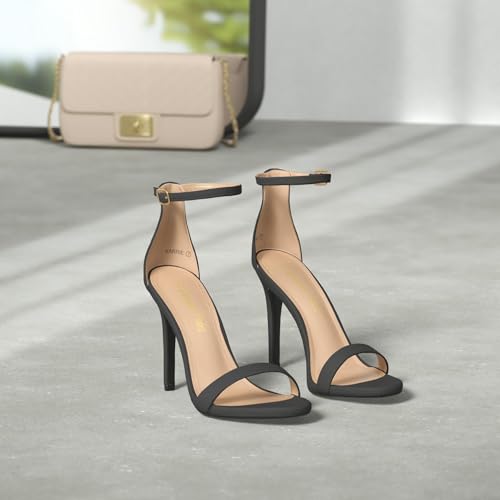 Women's Black Stiletto Ankle Strap Sandals Open Toe Party Heels - Image 2
