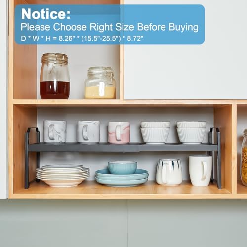 X-cosrack 25.5 Inches 3 Pack Expandable Cabinet Shelves, Stackable Shelf
