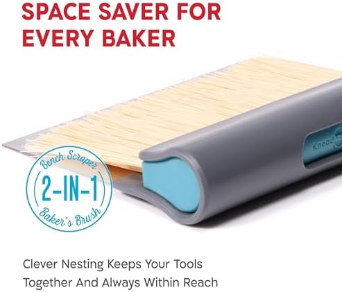 KneadAce Dough Scraper & Baker’s Brush.Stainless Steel Bench Scraper & Flour