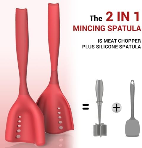 2Pack Meat Chopper Mincing Spatula, Silicone Grinder