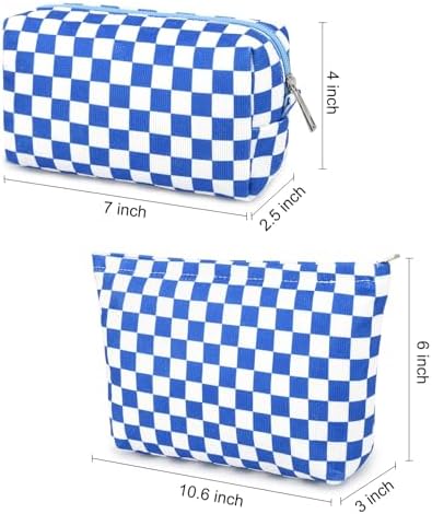 SOIDRAM 2 Pcs Checkered Makeup Bag Large Cosmetic Bag Toiletry Bag Makeup Pouch