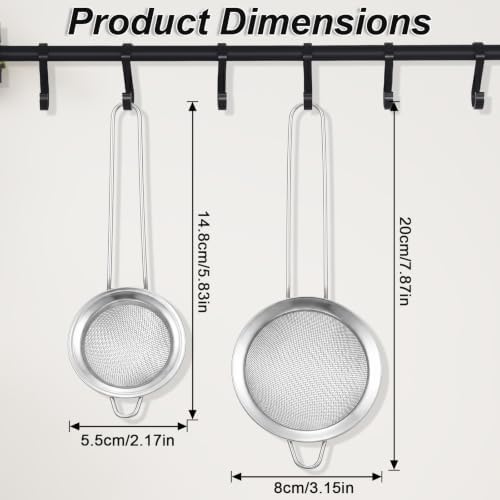 2pcs Small Mesh Strainer 3.3" Stainless Steel Fine Sieve Strainer