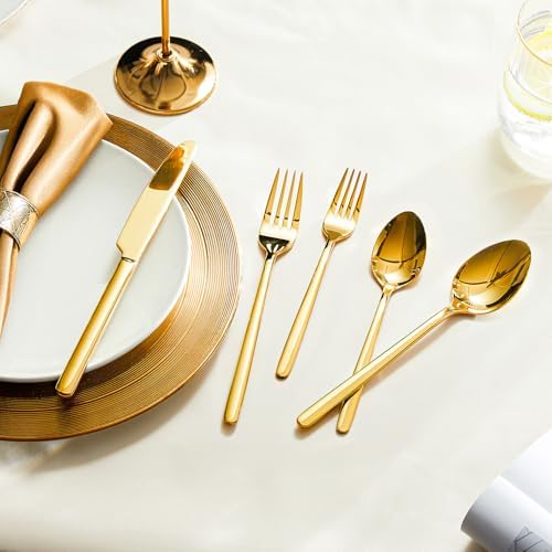 KINGSTONE Gold Silverware Set, 60 Piece Flatware Cutlery Set