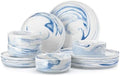 MALACASA 12 Pcs Porcelain Plates and Bowls Sets, Dinnerware Set