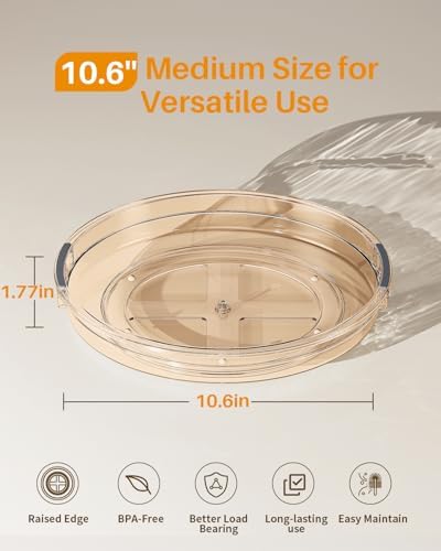 LAMU 2 Pack 10.6in Lazy Susan Organizer Turntable