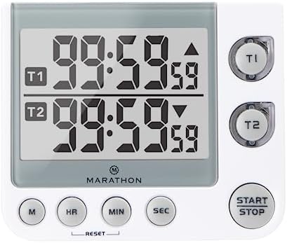 MARATHON Dual Digital Timer, 100-Hour Count Up/Down, Large Display