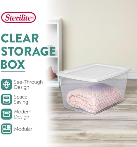 Sterilite Clear Storage Box Stackable Tote, 58 Quart