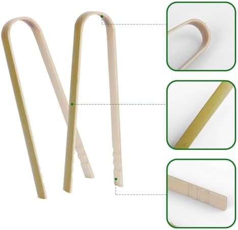 KALIONE 20 Pcs Mini Wooden Tongs Disposable Cooking Utensils Bamboo Tongs